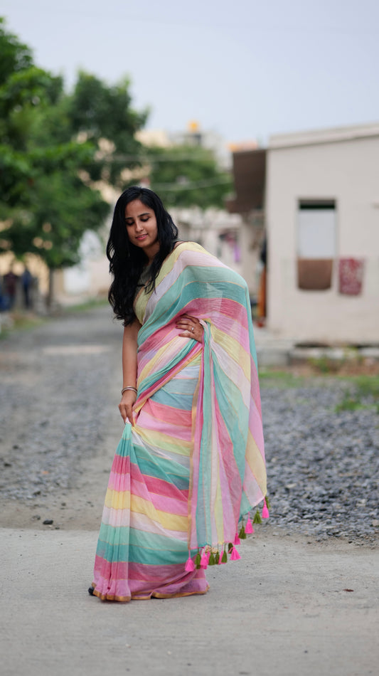 Serene Elegance Multicolor Cotton Saree