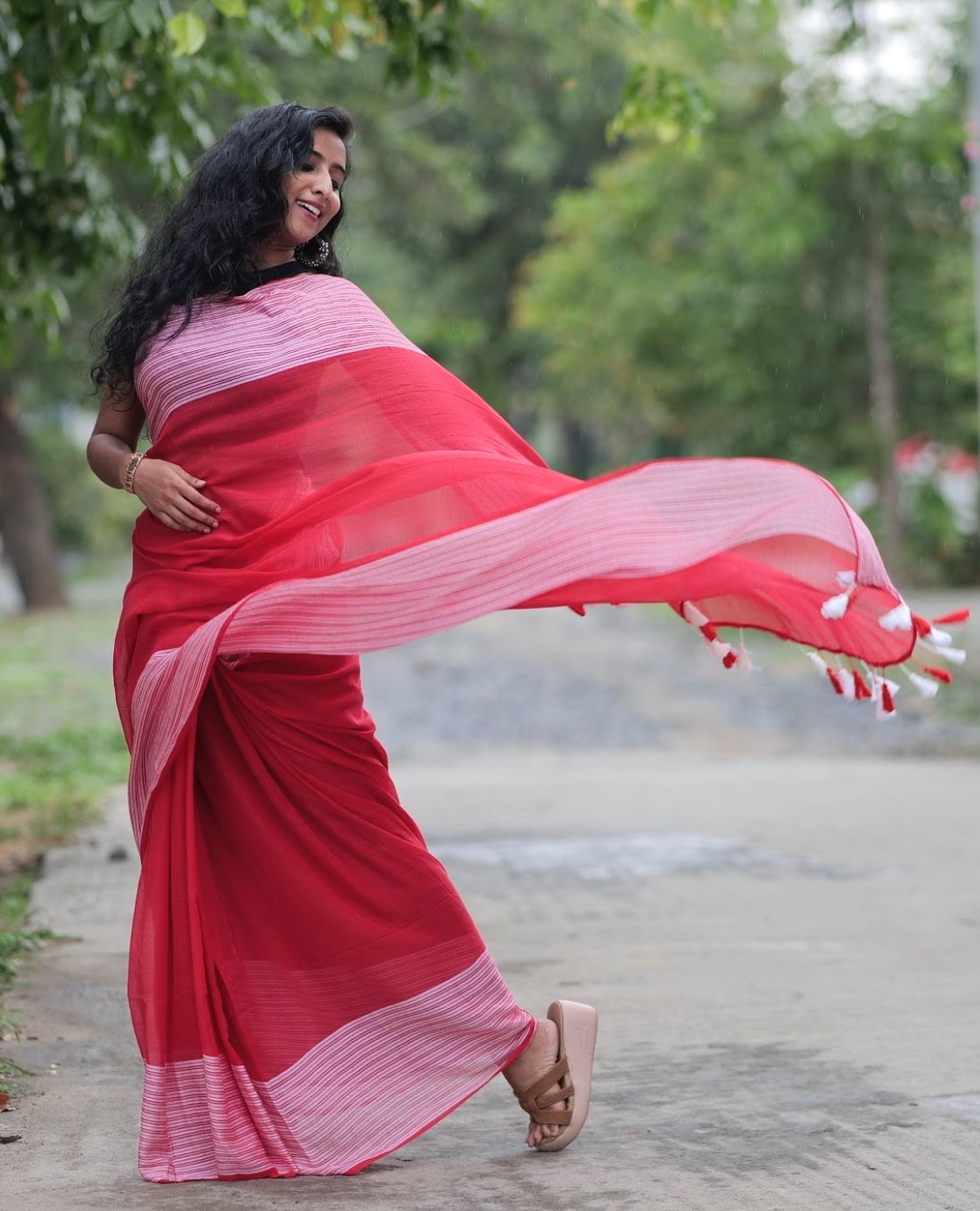 Blush Bloom Pink Stylish Saree