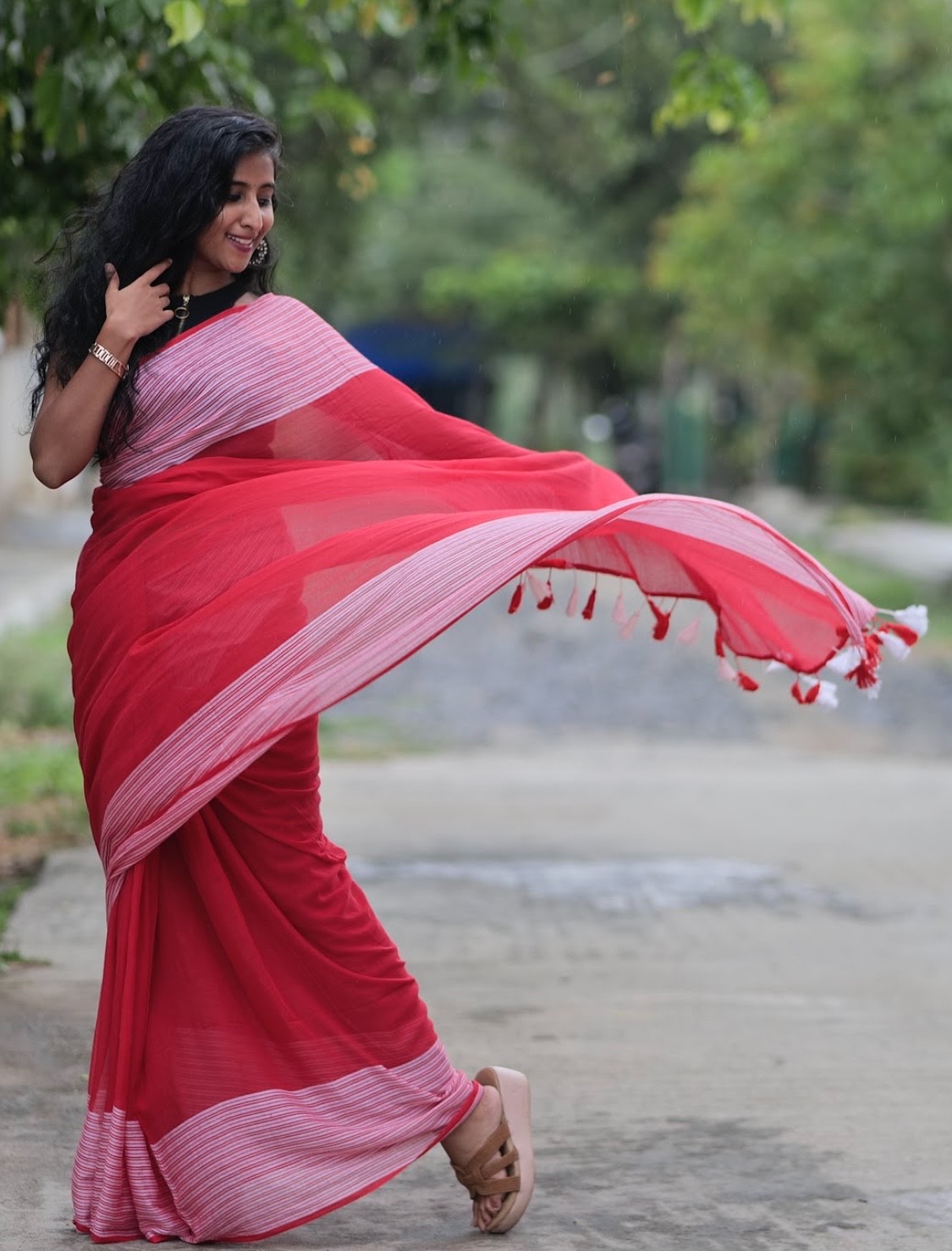 Blush Bloom Pink Stylish Saree