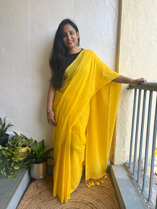 Sunlit Grace Yellow Jonakee Saree