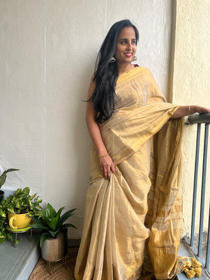 Stylish With Golden Saree