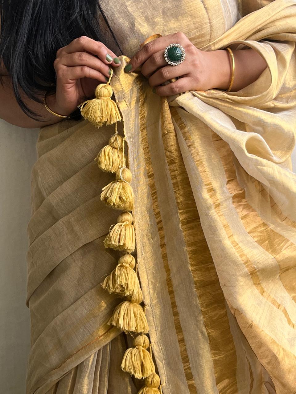 Stylish With Golden Saree