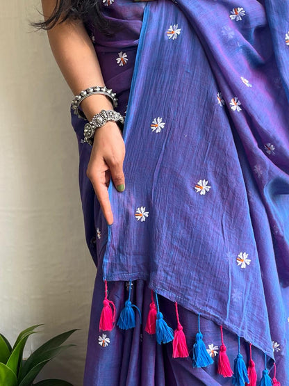 Stylish Purple Cotton Saree