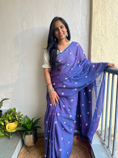 Stylish Purple Cotton Saree