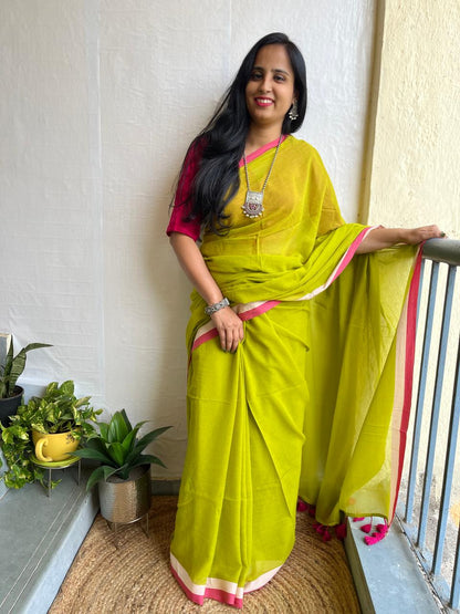 Neon  Mul Cotton Saree