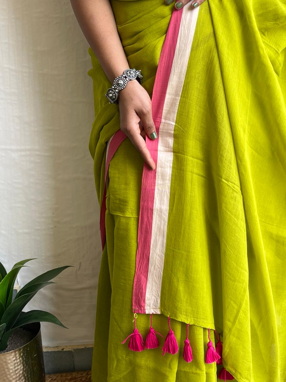 Neon  Mul Cotton Saree