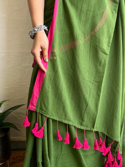 Green Mul Cotton Saree